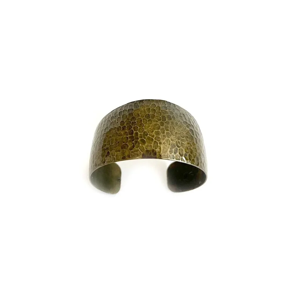 vintage | handcrafted wide band copper textured hammered boho cuff bracelet